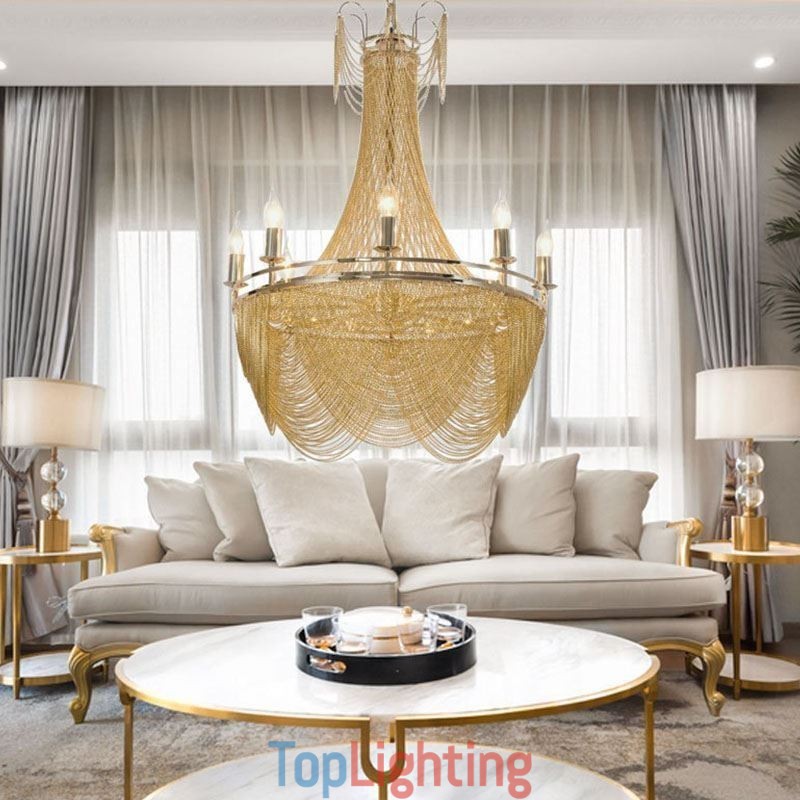 Aluminum Chain Pendant Light Creative Light Luxury Tassel Decorative Light Gold Silver