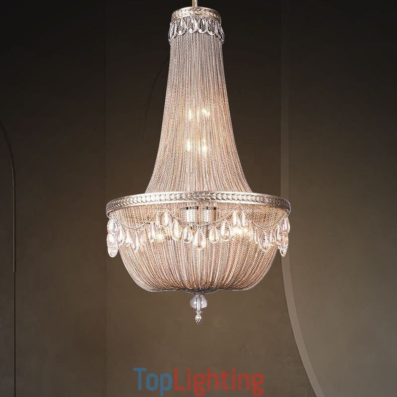 Tassel Pendant Light Retro American Duplex Aluminum Chain Ceiling Light