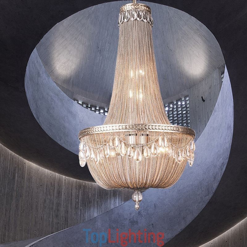 Tassel Pendant Light Retro American Duplex Aluminum Chain Ceiling Light