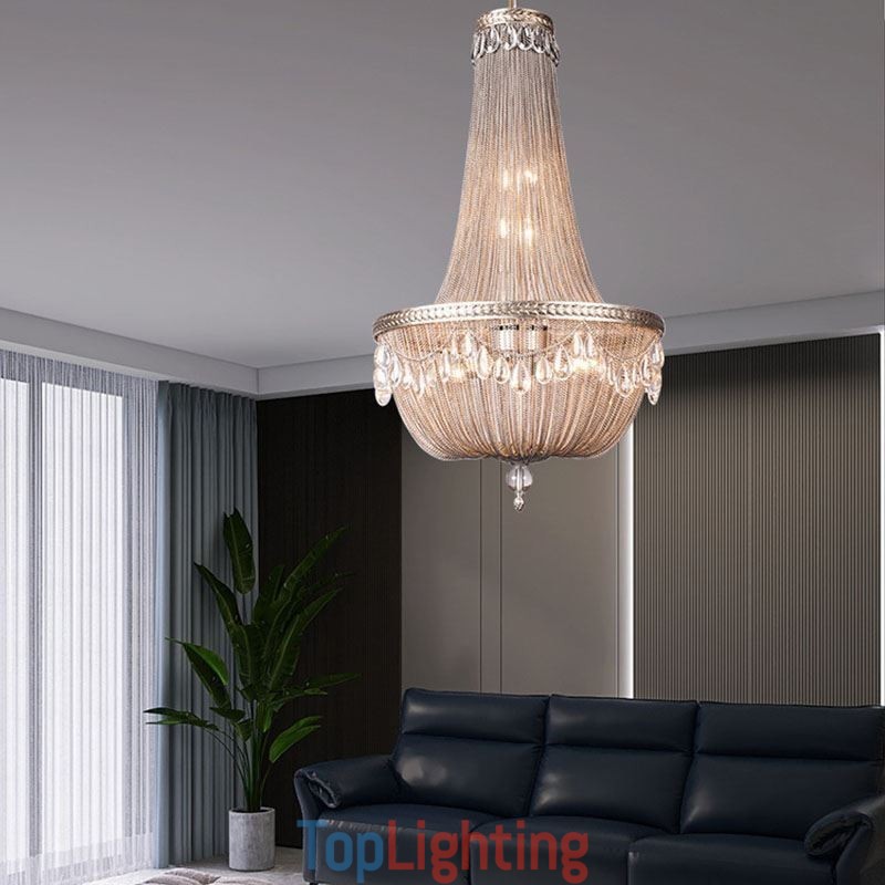 Tassel Pendant Light Retro American Duplex Aluminum Chain Ceiling Light