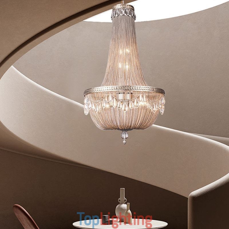Tassel Pendant Light Retro American Duplex Aluminum Chain Ceiling Light