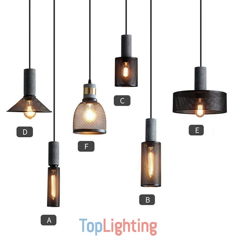 Black Pendant Light Cement Grid Light Country Retro Ceiling Light