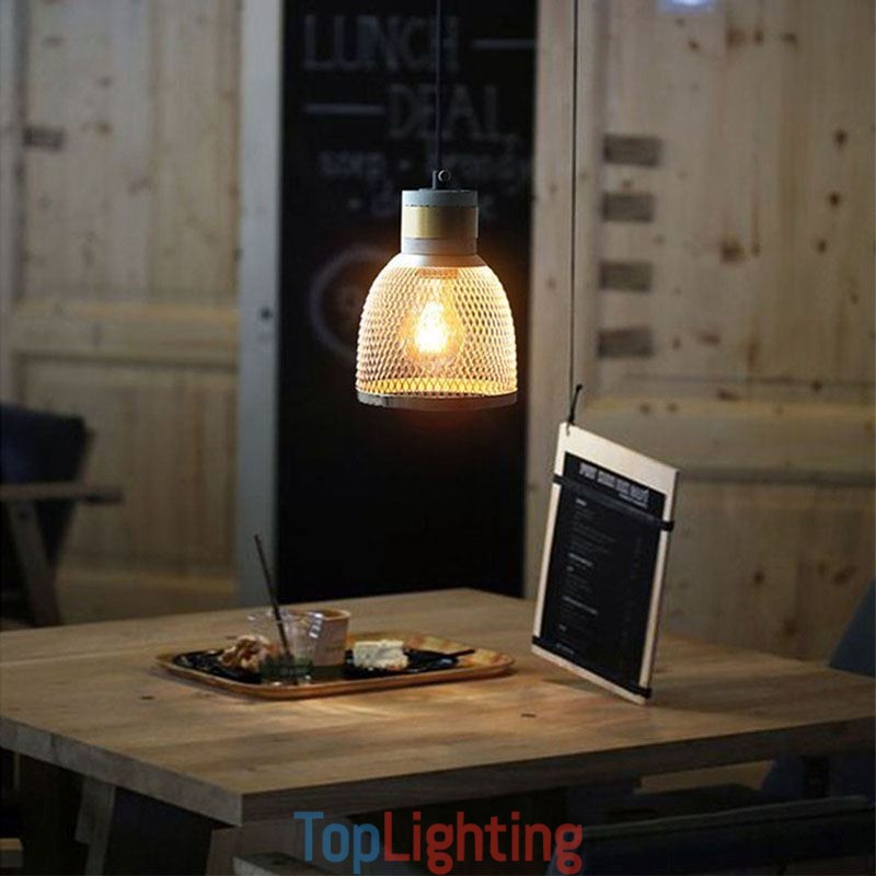 Black Pendant Light Cement Grid Light Country Retro Ceiling Light