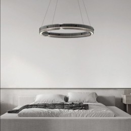 Circle Pendant Light 60 80CM Glass Ceiling Light Stepless Dimmable With Remote Control