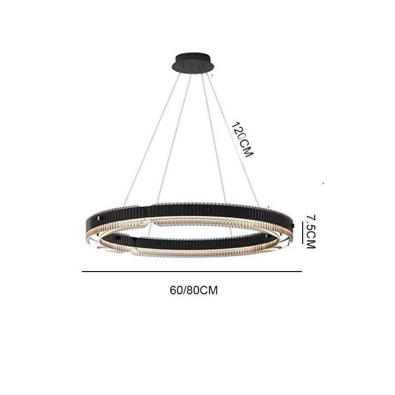 Circle Pendant Light 60 80CM Glass Ceiling Light Stepless Dimmable With Remote Control