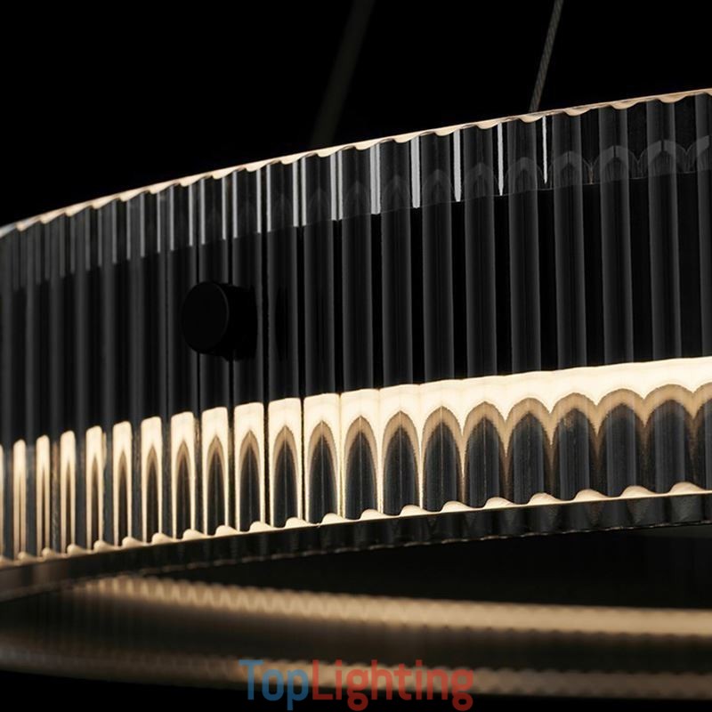 Pendant Light 60+80CM Double Circle Glass Ceiling Light Stepless Dimmable With Remote Control
