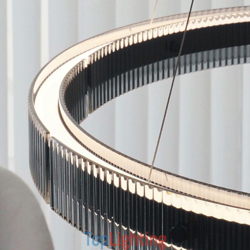 Glass Pendant Light 60 80CM Circle Ceiling Light Stepless Dimmable With Remote Control