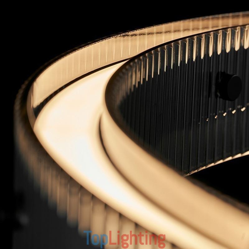 Glass Pendant Light 60 80CM Circle Ceiling Light Stepless Dimmable With Remote Control