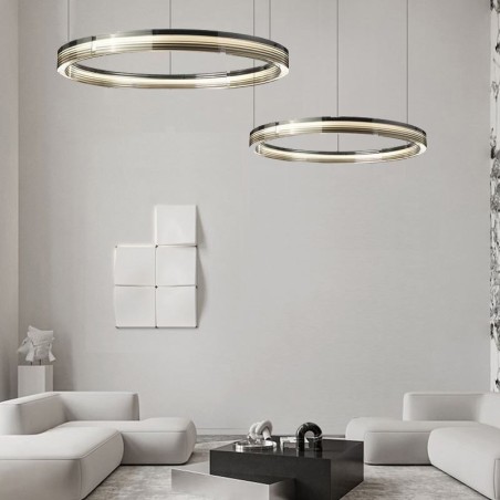 Glass Ceiling Light 60+80CM Circle Decoration Double Circle Pendant Light Trichromatic Dimming Glass Ceiling Light 60+80CM Circle Decoration Double Circle Pendant Light Trichromatic Dimming