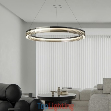 Pendant Light 60 80CM Circle Glass Ceiling Lamps Trichromatic Dimming Pendant Light 60 80CM Circle Glass Ceiling Lamps Trichromatic Dimming