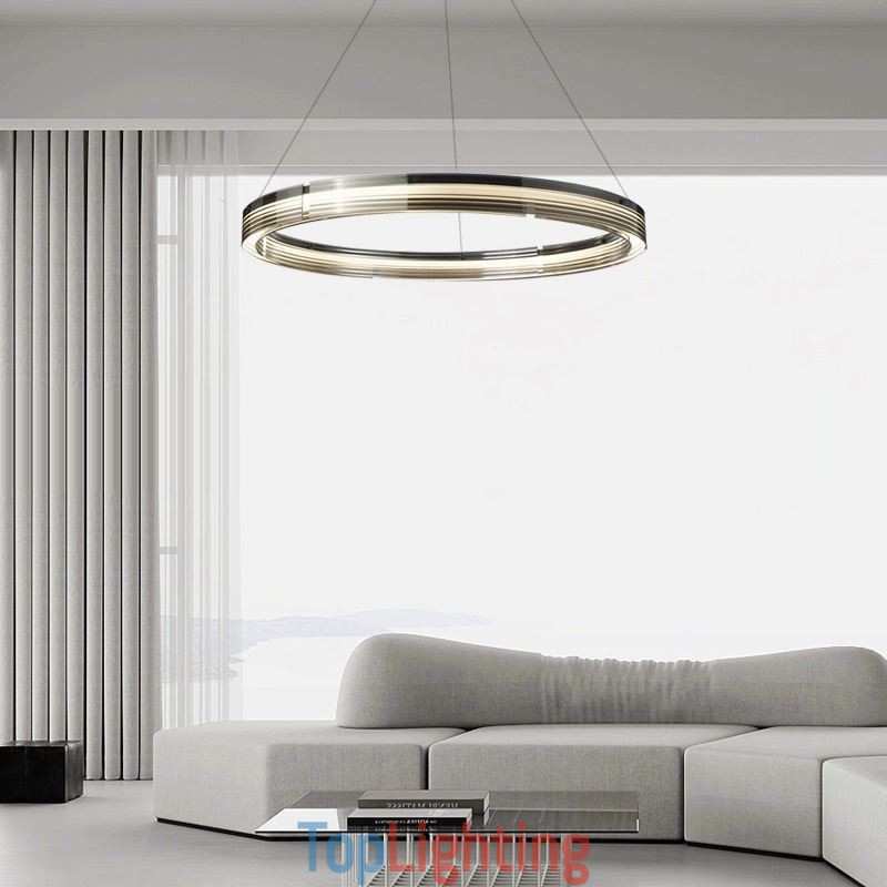 Pendant Light 60 80CM Circle Glass Ceiling Lamps Trichromatic Dimming