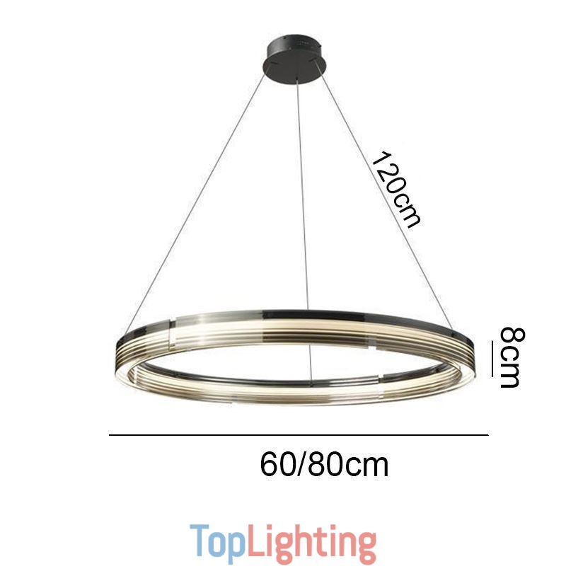 Pendant Light 60 80CM Circle Glass Ceiling Lamps Trichromatic Dimming