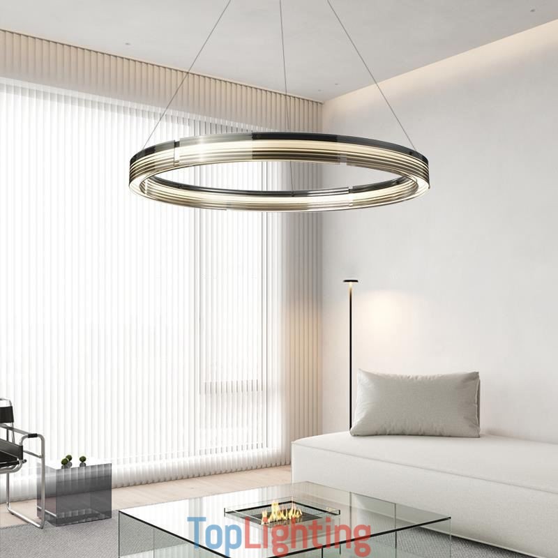 Pendant Light 60 80CM Circle Glass Ceiling Lamps Trichromatic Dimming