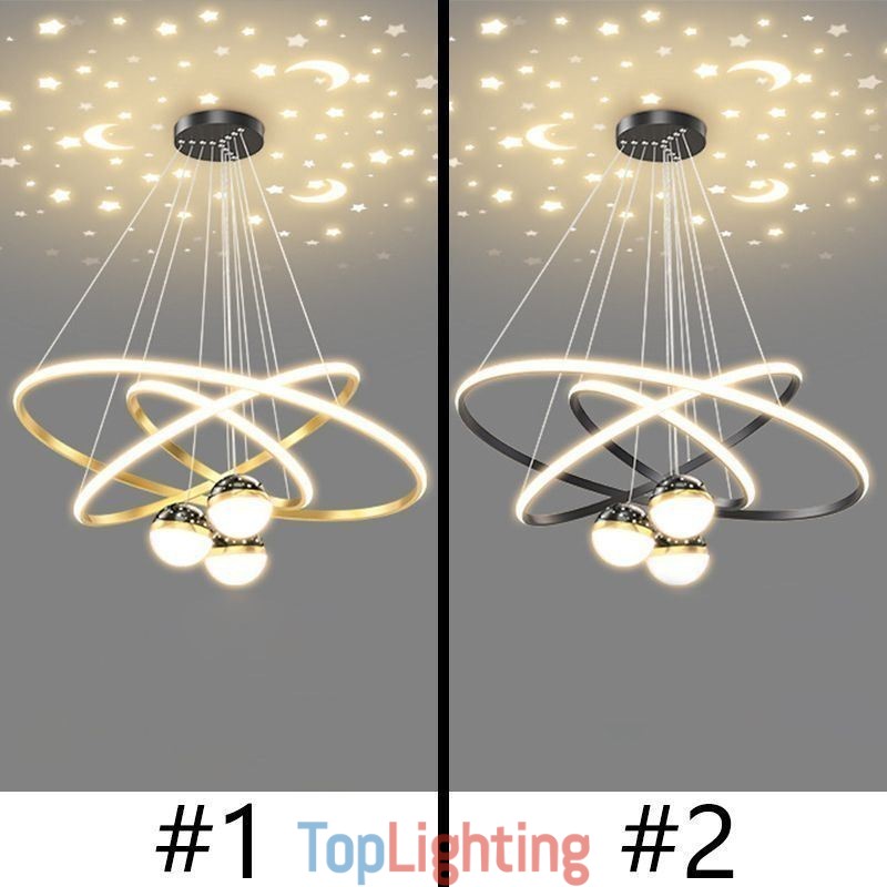 Simple Pendant Light Wrought Iron Silicone Three Circle Ring Ceiling Light