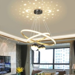 Modern Pendant Light Wrought Iron Silicone Double Circle Ring Ceiling Light