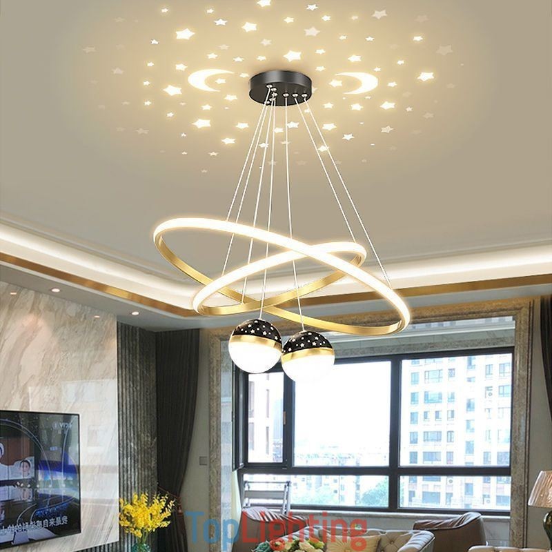 Modern Pendant Light Wrought Iron Silicone Double Circle Ring Ceiling Light
