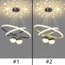 Modern Pendant Light Wrought Iron Silicone Double Circle Ring Ceiling Light