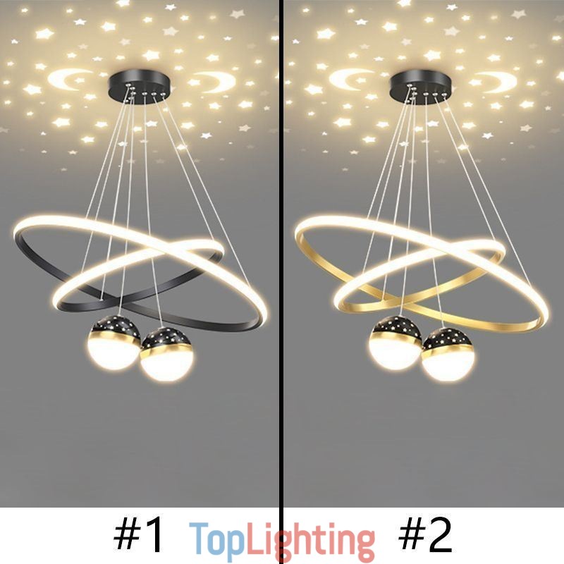 Modern Pendant Light Wrought Iron Silicone Double Circle Ring Ceiling Light