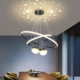 Modern Pendant Light Wrought Iron Silicone Double Circle Ring Ceiling Light