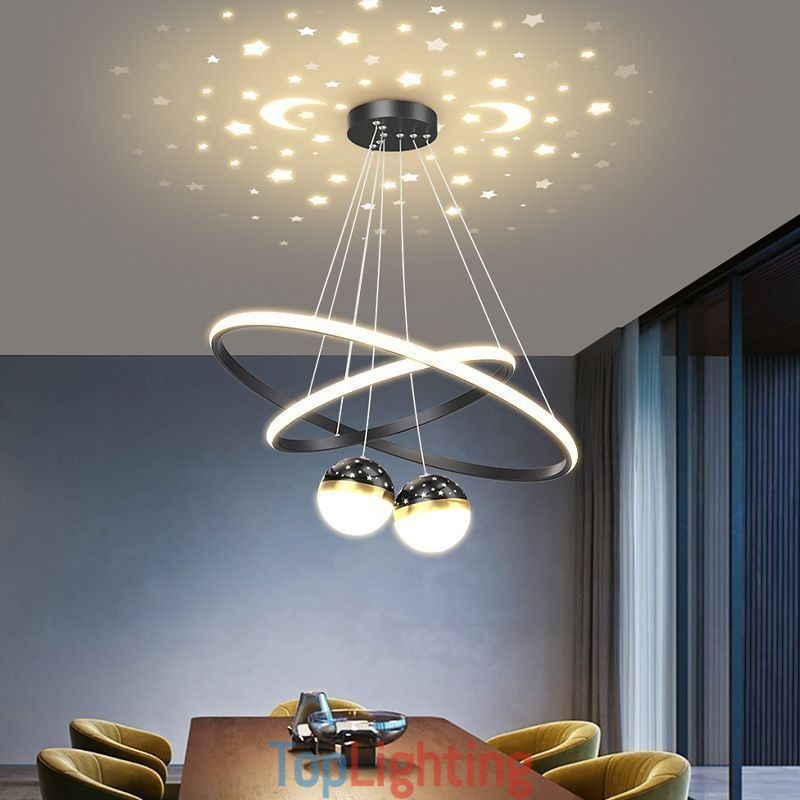 Modern Pendant Light Wrought Iron Silicone Double Circle Ring Ceiling Light