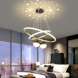 Modern Pendant Light Wrought Iron Silicone Double Circle Ring Ceiling Light