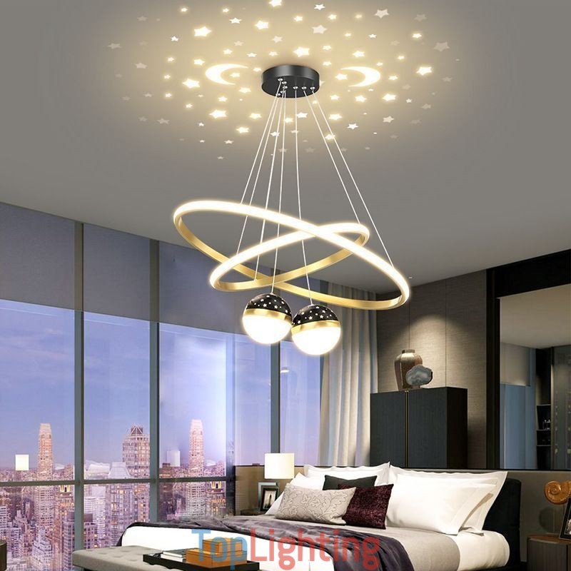 Modern Pendant Light Wrought Iron Silicone Double Circle Ring Ceiling Light