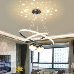 Modern Pendant Light Wrought Iron Silicone Double Circle Ring Ceiling Light