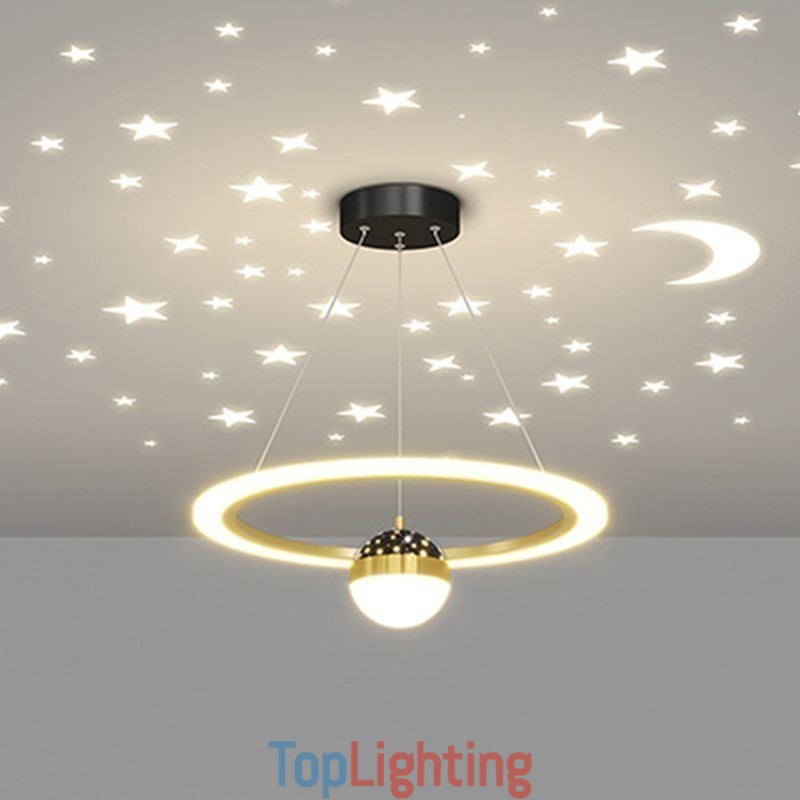 Pendant Light Minimalist Wrought Iron Acrylic Star Ring Ceiling Light