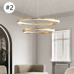 Pendant Light Wrought Iron Acrylic Ring Double Circle Ceiling Light