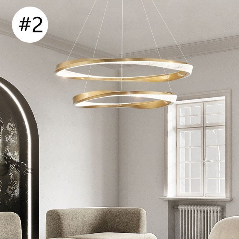 Pendant Light Wrought Iron Acrylic Ring Double Circle Ceiling Light