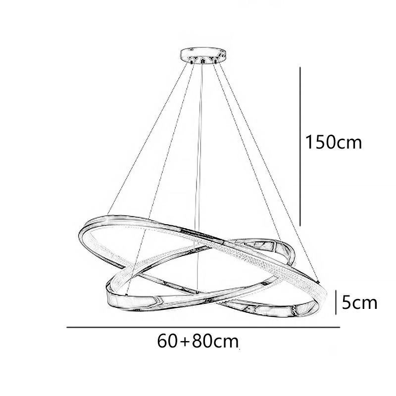 Pendant Light Wrought Iron Acrylic Ring Double Circle Ceiling Light