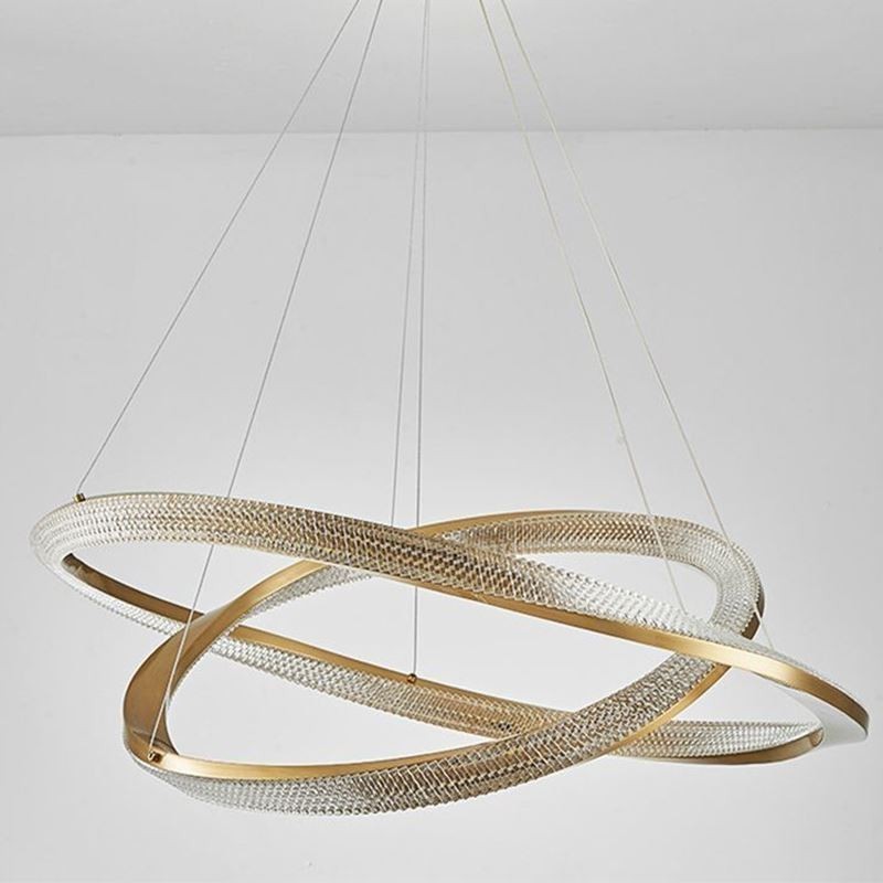 Pendant Light Wrought Iron Acrylic Ring Double Circle Ceiling Light