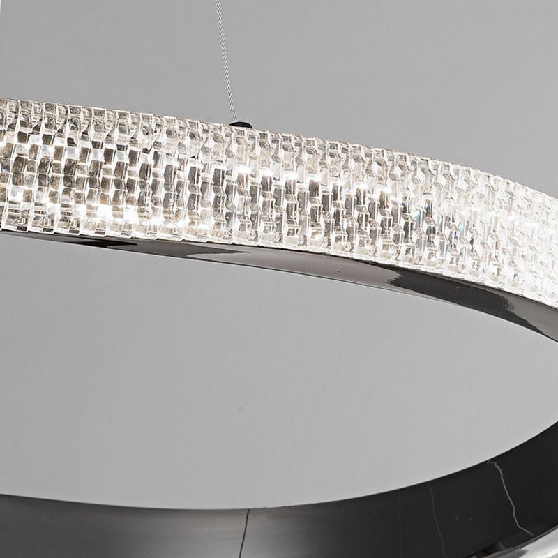 Pendant Light Wrought Iron Acrylic Ring Double Circle Ceiling Light