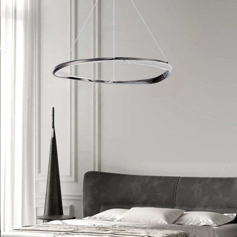 Pendant Light Wrought Iron Acrylic Ring Single Circle Ceiling Light