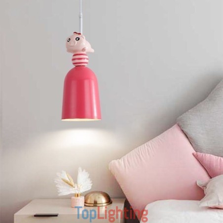 Modern Pendant Light Wrought Iron Pink Resin Piggy Ceiling Light Modern Pendant Light Wrought Iron Pink Resin Piggy Ceiling Light