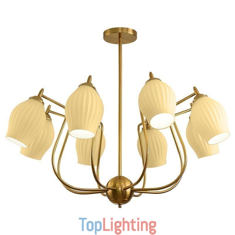 Nordic Pendant Light Creative Wrought Iron Copper Natural Color Stamen Ceiling Light