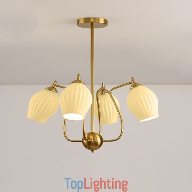 Nordic Pendant Light Creative Wrought Iron Copper Natural Color Stamen Ceiling Light