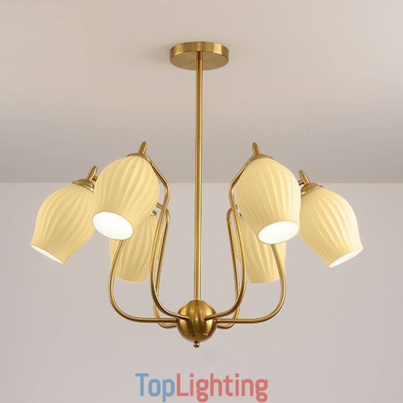 Nordic Pendant Light Creative Wrought Iron Copper Natural Color Stamen Ceiling Light