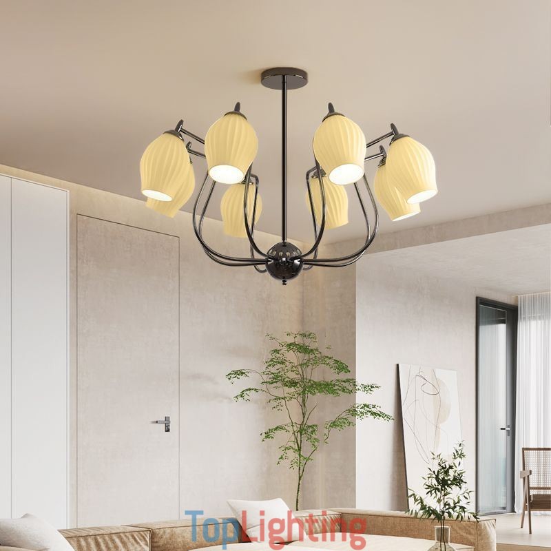 Nordic Pendant Light Creative Wrought Iron Gun Black Stamen Ceiling Light