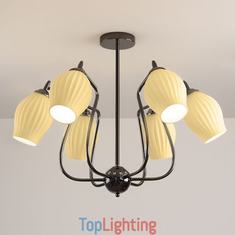 Nordic Pendant Light Creative Wrought Iron Gun Black Stamen Ceiling Light