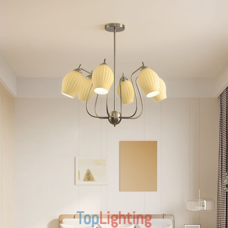 Nordic Pendant Light Creative Wrought Iron Sand Nickel Flower Stamen Ceiling Light