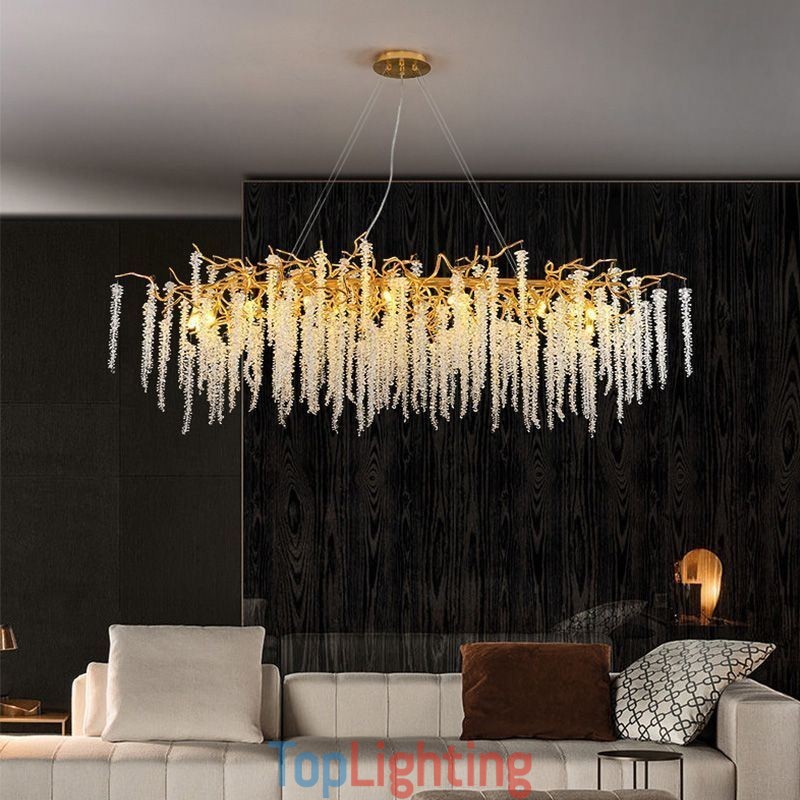 Nordic Pendant Light Golden Branch G9 Glass Chandelier