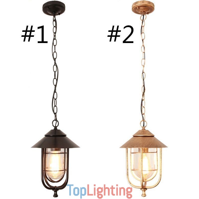 American Retro Outdoor Light Waterproof Birdcage Shape Pendant Light Garden