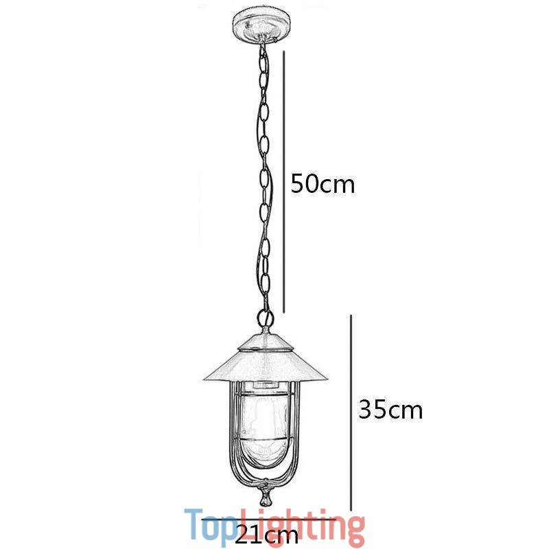 American Retro Outdoor Light Waterproof Birdcage Shape Pendant Light Garden
