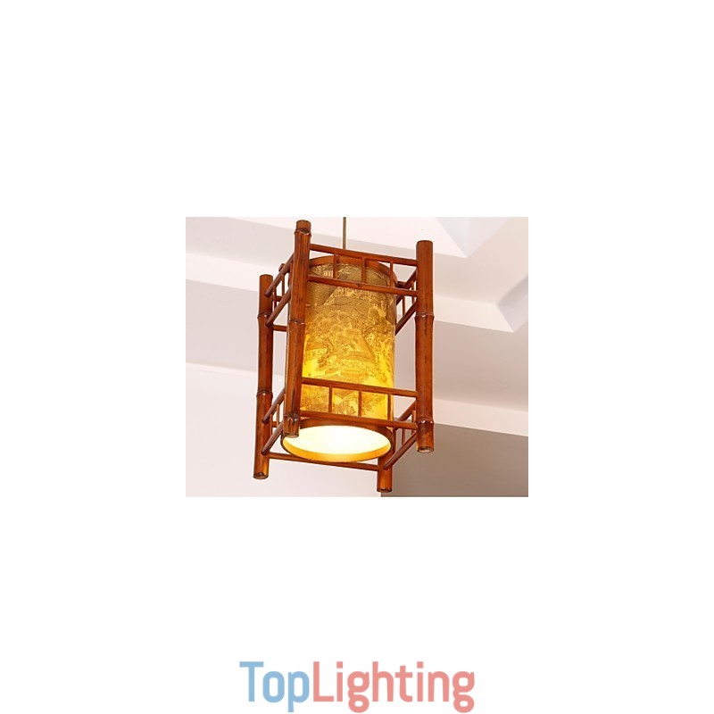 Retro Lantern Wood Bamboo Chandelier