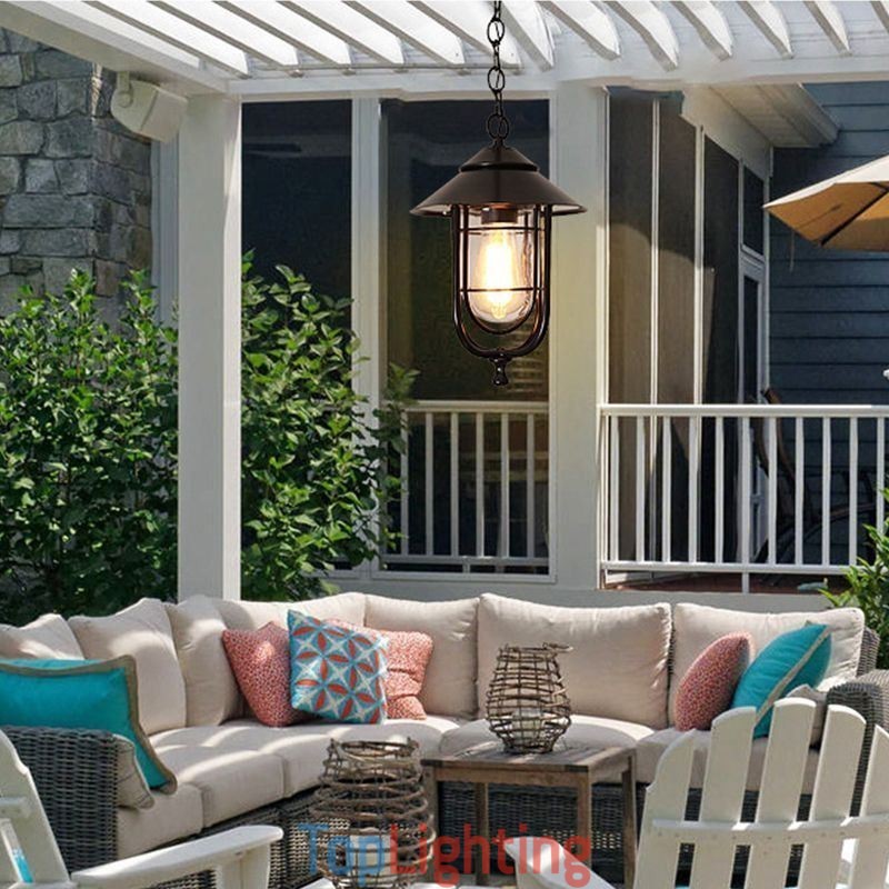 American Retro Outdoor Light Waterproof Birdcage Shape Pendant Light Garden