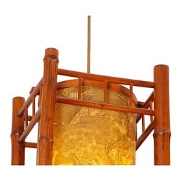 Retro Lantern Wood Bamboo Chandelier