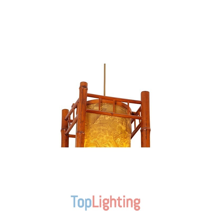 Retro Lantern Wood Bamboo Chandelier