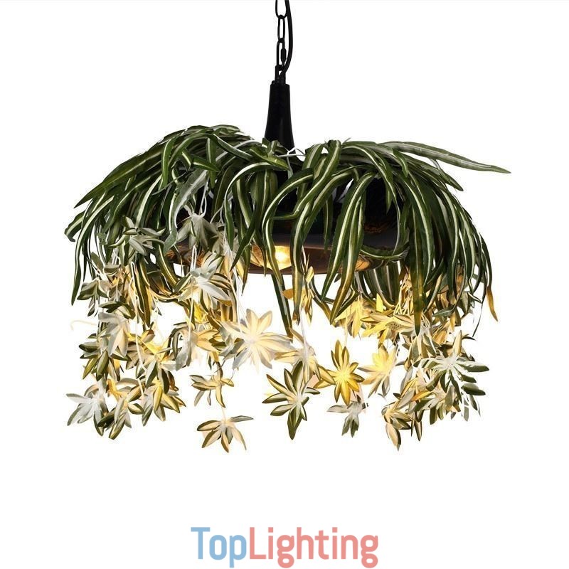 Home Pendant Lamp Industrial Style Artificial Plant Decorated Chandelier