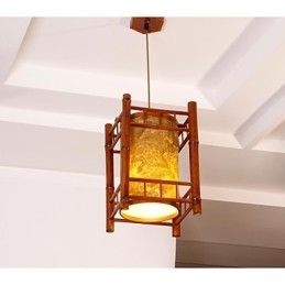 Retro Lantern Wood Bamboo Chandelier